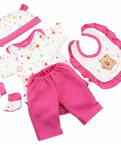 Reborn Baby Dolls Clothes Pink Outfits 4 Pices Sets for 16- 18inch Reborn Doll Girl Baby Clothing Baby Sets