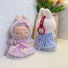 17cm Labubu Dress For Party, First And Second Generation Vinyl Macaron Pendant, Fresh Daisy Checkered Skirt, Doll Dress Gift