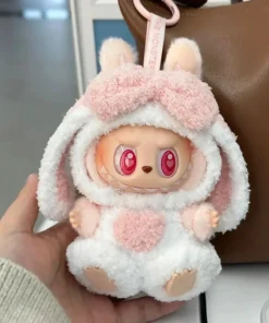 For 17cm Labubu Dolls Accessories DIY Doll Clothes Heartbeat Long Eared Furry Rabbit Costume Cartoon Dress Up Labubu Outfit