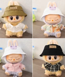 17cm Labubu I II Doll Clothing Doll Clothing Simple White Shirt With Hat Set Sitting Party Plush Doll Clothing