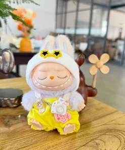 17cm Mini Labubu Clothes Luck Star Strap Pants Head cap Doll'S Clothe Accessories Plush Labubu Outfit Doll Accessorie Custom
