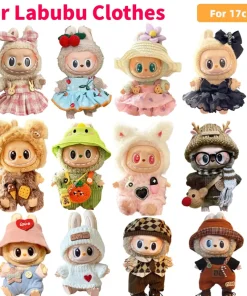 For Labubus 17cm Mini Doll Clothes Outfit Hat Clothes Shoes for Labubu Doll Accessories Cultivate Sitting Party Game Toys