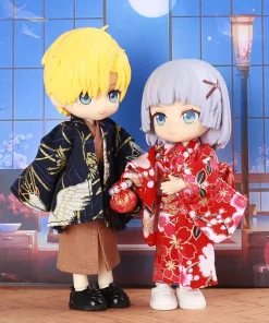 17CM Doll's Clothes OB11 Doll Outfit Accessories Japanese Kimono Style Stylish Temperament 4-Piece Set DIY Dolls Clothing