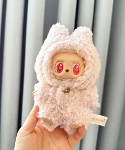 17cm Mini Plush Doll'S Clothes Labubu I II Idol Dolls Sitting Party Cute Pink Plush Bodysuit Accessories For Korea Kpop Exo