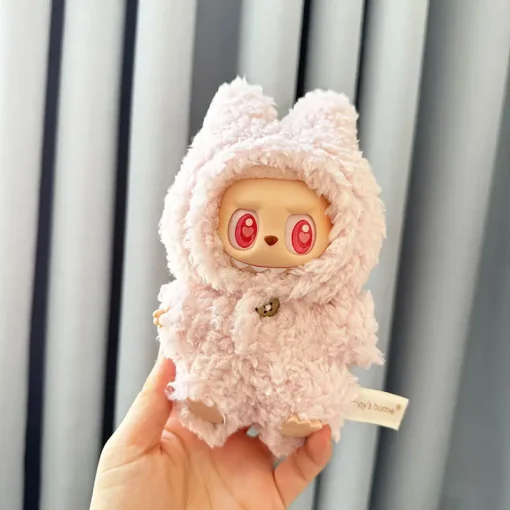17cm Mini Plush Doll'S Clothes Labubu I II Idol Dolls Sitting Party Cute Pink Plush Bodysuit Accessories For Korea Kpop Exo
