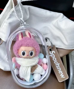 V1 V2 Labubu Protective Cover Cotton Doll Sitting Bag Transparent doll 17cm Dustproof Hanging Plush Doll Dust Drying Doll bag