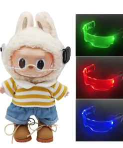 LED Glowing Glasses Decorative Light Glasses Colorful Change LED Glasses  For Labubu  Doll'S Clothes Outfit Accessories