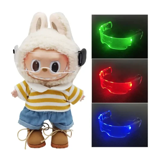 LED Glowing Glasses Decorative Light Glasses Colorful Change LED Glasses  For Labubu  Doll'S Clothes Outfit Accessories