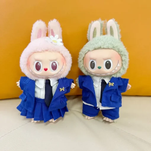 Labubu Doll Outfits Designer Luxury Labubu Doll Clothes Blue Uniforme Dress Plush Toys Clothes Labubu Clothe Doll Accessorie