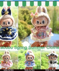 Only Clothes 17cm Pendant Labubu Doll Clothes Spring Summer Colorful Dress Set Baby Dress For Labubu First And Second Generation