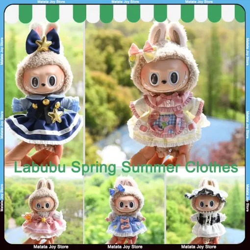 Only Clothes 17cm Pendant Labubu Doll Clothes Spring Summer Colorful Dress Set Baby Dress For Labubu First And Second Generation