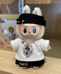 For Labubu Doll Clothes Sweatshirt Shorts 2-Piece Set American Hip Hop Style Dolls Clothes Accessories Little Cloths( no doll)