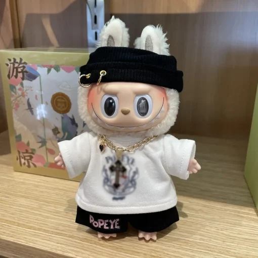 For Labubu Doll Clothes Sweatshirt Shorts 2-Piece Set American Hip Hop Style Dolls Clothes Accessories Little Cloths( no doll)