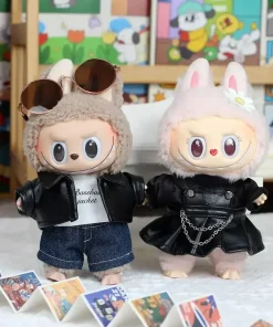 17cm Mini Plush Doll'S Clothes Outfit Accessories For Korea Kpop Exo Labubu Idol Flower shirt leather jacket skirt Clothing Gift
