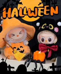 Labubu Clothes Halloween Dress Rag Doll Clothes Pendant Pumpkin Bat Suit 15/17cm Doll Universal