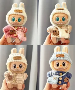 For 15-17 cm Labubu Clothes outfit Labubu Sitting Party Sweater bag Bear Label Scarf Hat Dolls Accessories Cute Decoration
