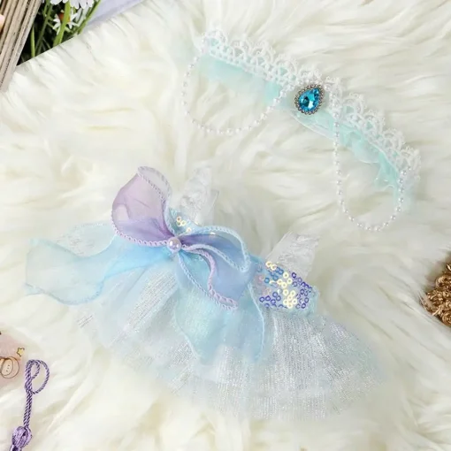 Cute Doll Lovely Clothes With Bow Headband Accessories Princess Dress for EXO Idol Dolls 20cm Cotton Doll for EXO Idol Dolls