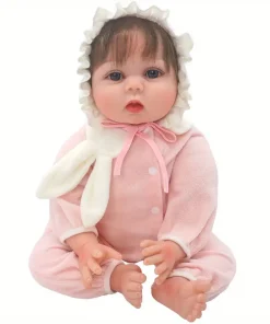 1 set of pink onesie with rabbit ears doll clothes for 22-inch (55CM) NPK silicone dolls. Suitable for NPK silicone dolls