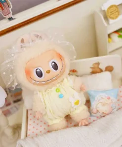 Doll Clothes For Labubu 15/17cm V1 V2 V3 Plush Idol Doll Yellow Pajamas Series Decoration Accessories Fans Gift