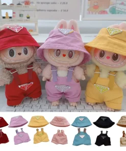 For 15/17cm Labubu Idol Doll luxury clothes Outfit  Macaron overalls Set Labubu Sitting party doll color clothing accessories