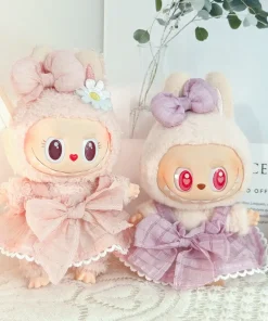 Baby clothes generation 1 and generation 2 sitting rag labubu enamel blind Box Pendant candy skirt bow dress