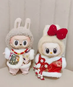 New Year Labubu Outfit for 17cm Mini Doll Chinese Style Matched Red Clothes Accessories