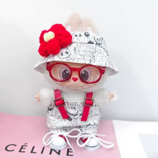 For 1st 2nd 3rd Gen 17cm Labubu Tendencia Clothes Pendant Sitting Party Graffiti Strap Pants Hat Labubu Clothes