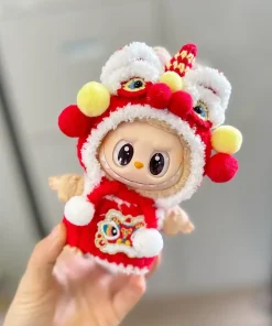 2025 New Year Labubu Clothes Festive Pure Handmade Lion Dance Suit Labubu Doll Clothes
