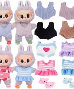 17cm Mini Plush Doll's Clothes For 17cm Labubu Doll Pop Swimsuit Diving Goggle Slippers Clothing Accessories Girl Toy Party Gift