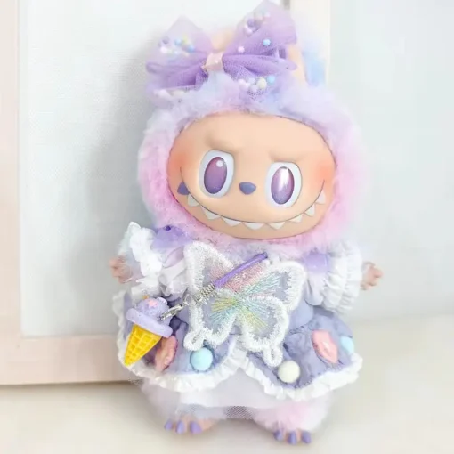 Only BClothes for Labubu V3.0 Front High-Energy Vinyl Plush Blind Box Pendant Lucky Purple Butterfly Fairy Baby Clothes Skirt