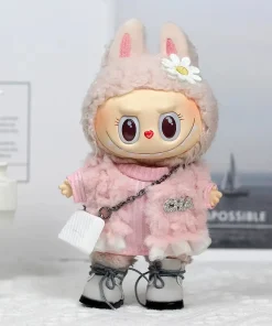 Ropa Labubu 17cm Labubu Stylish Outfit Clothes Black Fragrant Style Set Pink Plush Coat Set Dolls Accessories