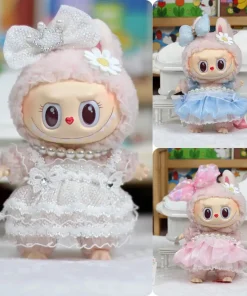 For 17cm Labubu Mokoko White Crown Yarn Skirt Elegant style Outfit Labubu Accessories Labubu Clothes