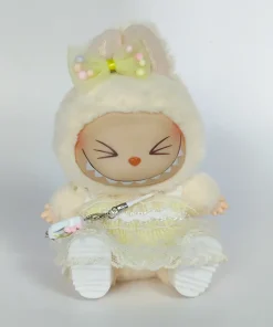 17cm Mini Plush Doll Clothing Accessories for Korea kpop labubu idol bright pink bow silk princess gauze skirt clothing