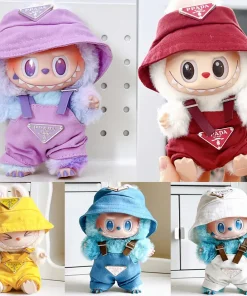 For 17cm v1v2 Labubu Clothes Labubu Sitting Party Hat Bib Pant Shoes Dolls Accessories Cute Decoration Game Toys