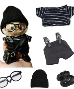17cm Mini Doll'S Clothes Outfit Accessories For Labubu V1 V2 Striped overalls hats glasses shoes Cool handsome Clothing Gift