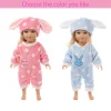 Rabbit Shaped Pajamas Fit 18Inch&45Cm Baby Doll Plush Clothes American Girl New Born Dolls Clothes Cute Rabbit pattern Kid Gift