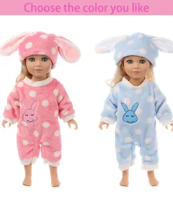 Rabbit Shaped Pajamas Fit 18Inch&45Cm Baby Doll Plush Clothes American Girl New Born Dolls Clothes Cute Rabbit pattern Kid Gift