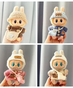 For 15-17 cm Labubu Clothes outfit Labubu Sitting Party Bear Label Scarf Hat Dolls Accessories Cute Decoration