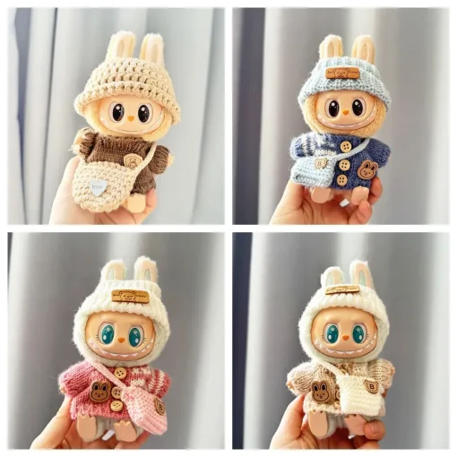For 15-17 cm Labubu Clothes outfit Labubu Sitting Party Bear Label Scarf Hat Dolls Accessories Cute Decoration