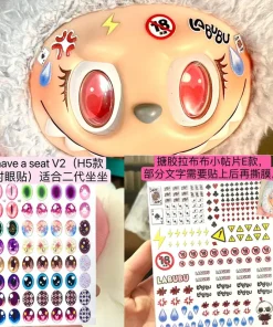 17cm Labubu Weapon Accessories Gorgeous and Exquisite Eye Stickers Labubu Fashion Customized Leather Shoes Pearl Necklace