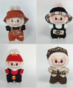 Labubu Doll Outfit – 17cm Toy Clothes & Sneakers Set, Cute Keychain with Casual Cap for Plush Doll