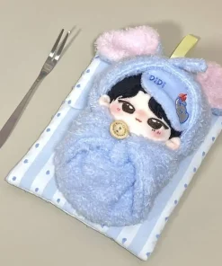 10cm Cotton Doll, Blue Elephant Swaddle, Sleeping Bag, Doll Clothes, Cute Doll Pendant Cute Doll Quilt Doll Sleeping Bag Gifts