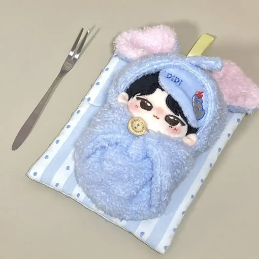 10cm Cotton Doll, Blue Elephant Swaddle, Sleeping Bag, Doll Clothes, Cute Doll Pendant Cute Doll Quilt Doll Sleeping Bag Gifts