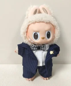 17cm Labubu Doll Outfits Designer Luxury Labubu Doll Clothes Striped Suit Plush Toys Clothes Labubu Doll Accessories ﻿