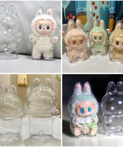 Labubu V1 V2 두꺼운 인형 가방 키 체인 가방 새로운 17cm LABUBU 클리어 마카롱 케이스, 더스트 케이스, 하우징, Popmart Bubble Mart Doll