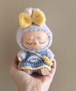 17cm Labubu doll Clothes Macaron Dog Cute Knitted Clothing Accessories cute v1 v2 labubu clothes cotton suit