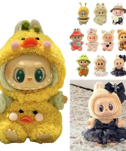 17cm Mini Plush Doll's Clothes Outfit Accessories for Korea Kpop Labubu Dolls Sit Party Overalls Clothing Gift （Only clothes）