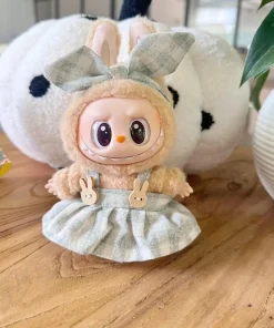 Mini Plush Doll'S Clothes Outfit Accessories For Labubu Idol V1 V2 sitting party Candy plaid skirt headband set Clothing Gift