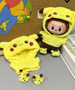 New Stock 17cm Labubu Doll Clothes Vinyl Doll Cute Pendant Change Outfit Pikachu Style Clothes Do Not Include Dolls Only Clothes