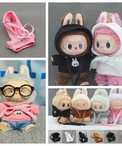 17 センチメートル Labubu 人形服セーターパーカージーンズとメガネ衣装セット V1/V2 人形用